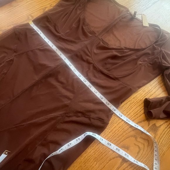 NWT SKIMS Ultra Fine Mesh Catsuit One Piece Jumpsuit Brown Size 4X Underwire - Picture 9 of 12